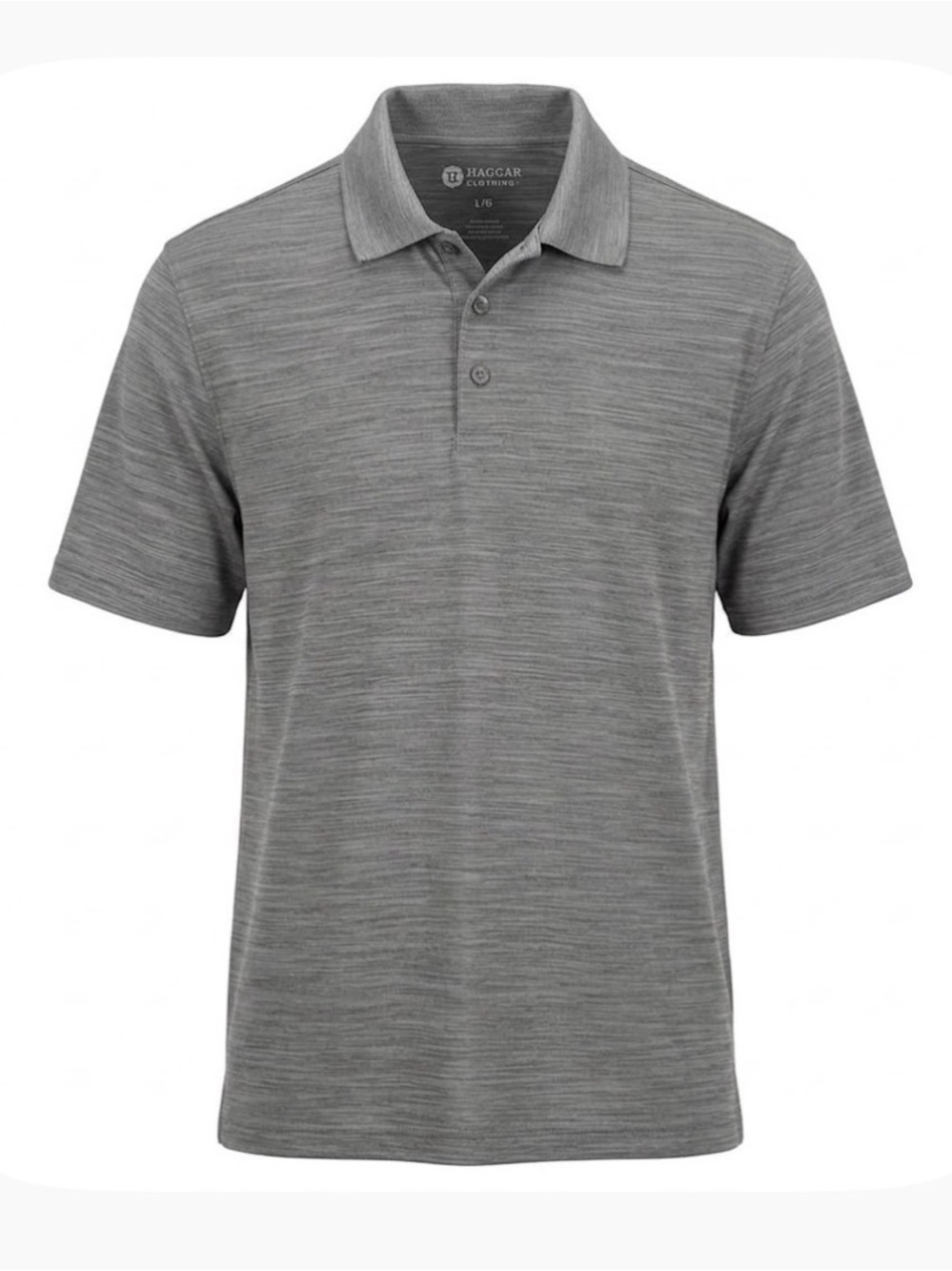 HAGGAR Subtle Horizontal Stripe Pattern Polo Shirt, Men’s L, Gray